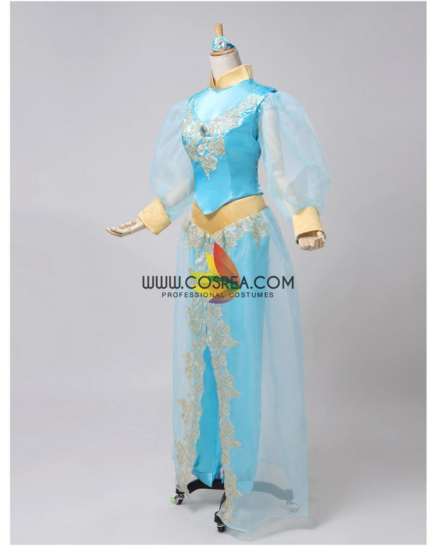 Princess Jasmine Aladdin Satin With Tulle Sleeves Cosplay Costume