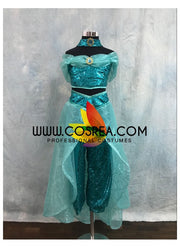 Cosrea Disney Aladdin Princess Jasmine Sequin Green Children Size Cosplay Costume