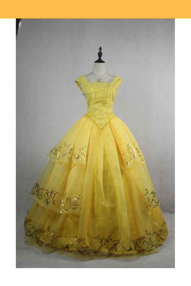 Princess Belle 2017 Live Action Movie Organza Tulle Cosplay Costume Without Boning / Combination Lace Tie Princess Belle 2017 Live Action Movie Organza Tulle Cosplay Costume Without Boning / Combination Lace Tie