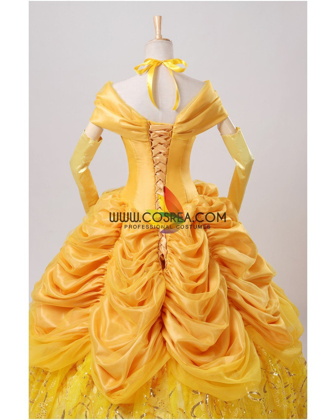 Princess Belle Amber Gold With Embroidery Accent Beauty And Beast Cosplay  Costume