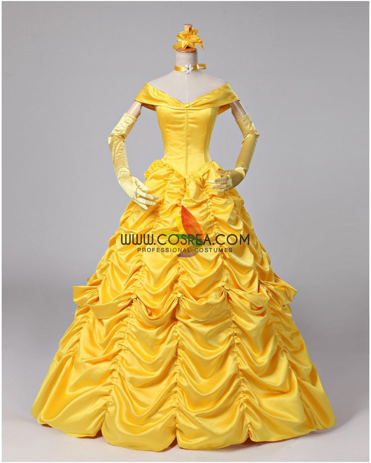 Princess Belle Classic Ballgown Beauty And Beast Cosplay Costume Without Boning / Traditional Lace Tie Princess Belle Classic Ballgown Beauty And Beast Cosplay Costume Without Boning / Traditional Lace Tie