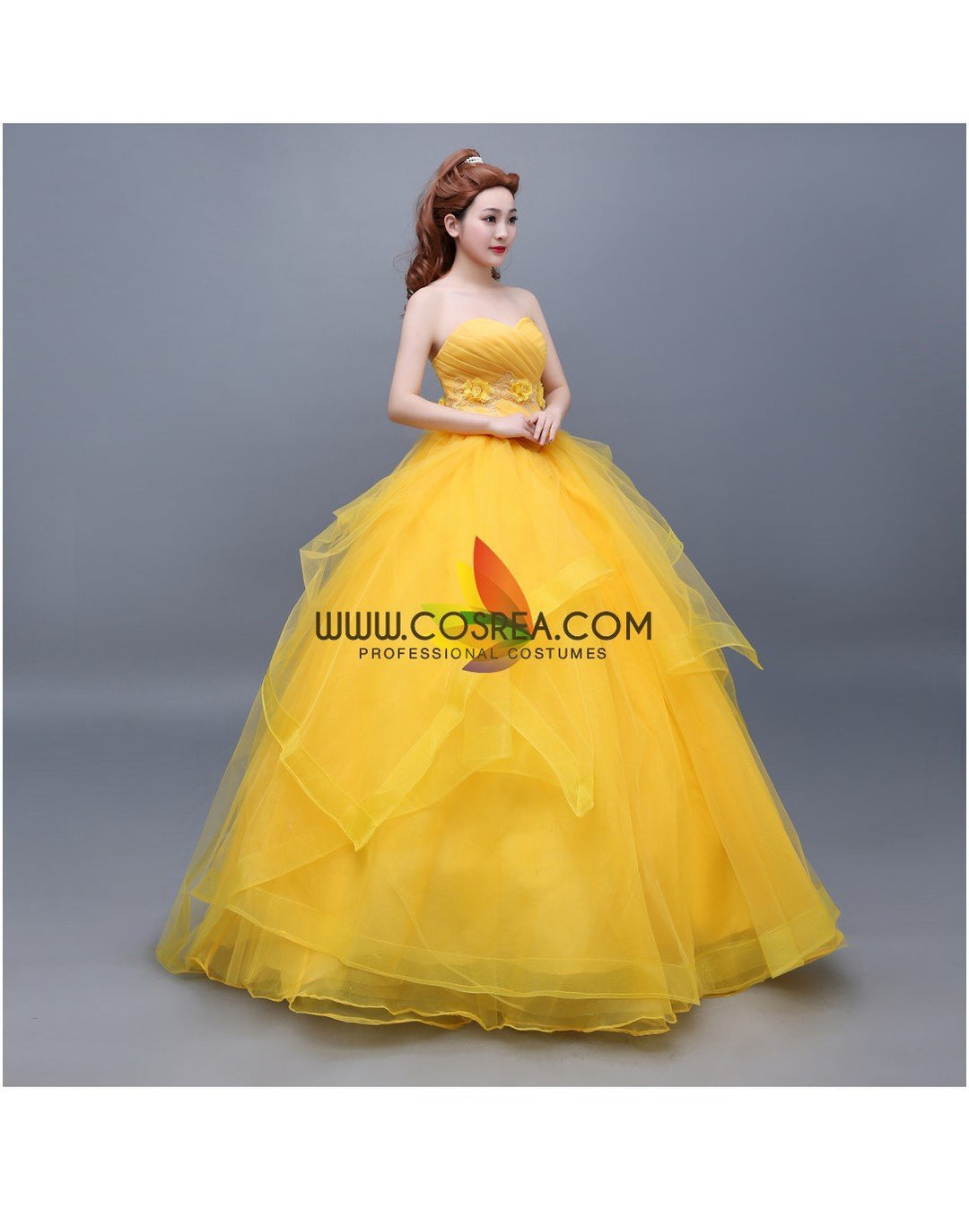 Princess Belle Classic Basque Style Beauty And Beast Cosplay Costume Without Boning / Traditional Lace Tie