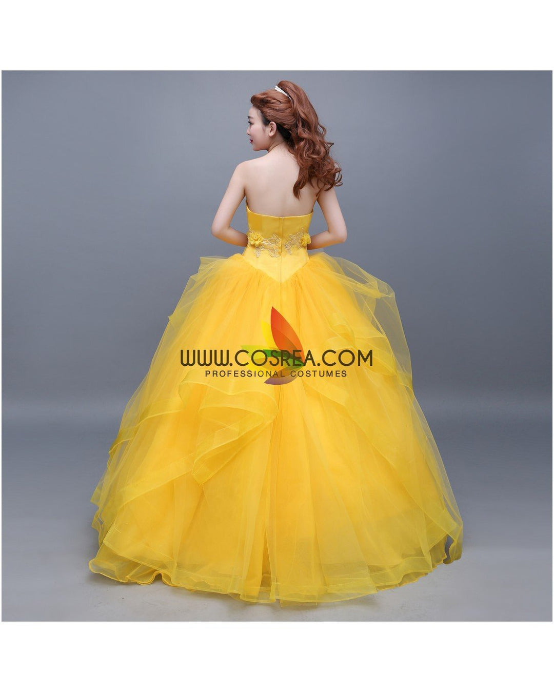 Princess Belle Classic Basque Style Beauty And Beast Cosplay Costume Without Boning / Traditional Lace Tie