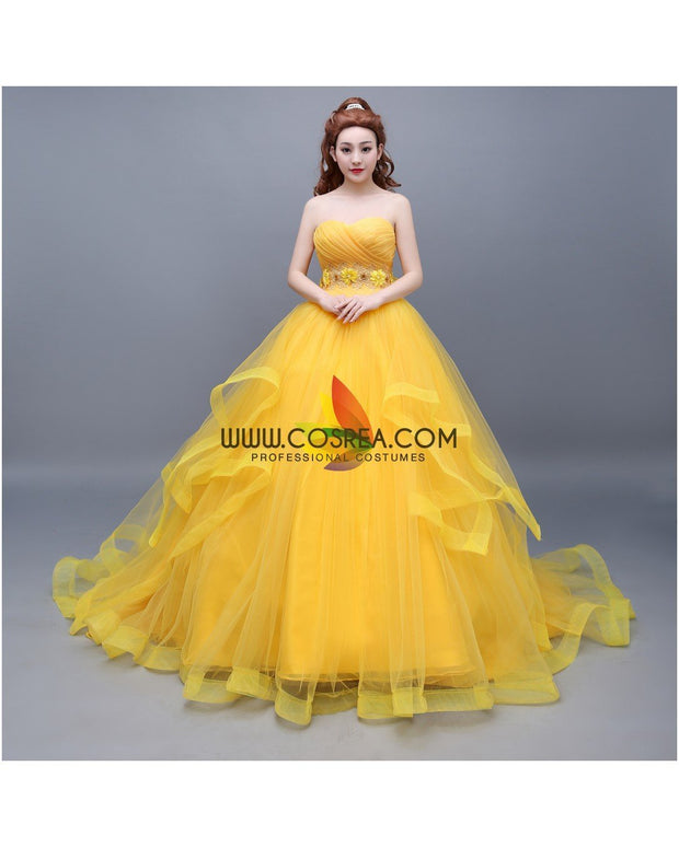 Princess Belle Classic Basque Style With Train Beauty And Beast Cosplay Costume