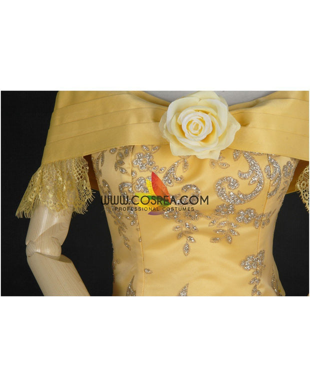 Princess Belle Classic Brocade Satin Beauty And Beast Cosplay Costume