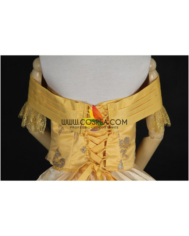 Princess Belle Classic Brocade Satin Beauty And Beast Cosplay Costume