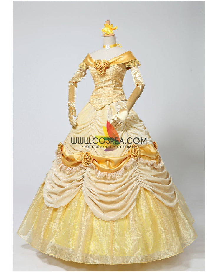 Princess Belle Classic Brocade Velvet Beauty And Beast Cosplay Costume