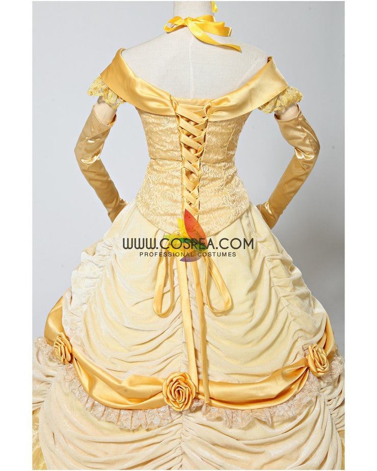 Princess Belle Classic Brocade Velvet Beauty And Beast Cosplay Costume
