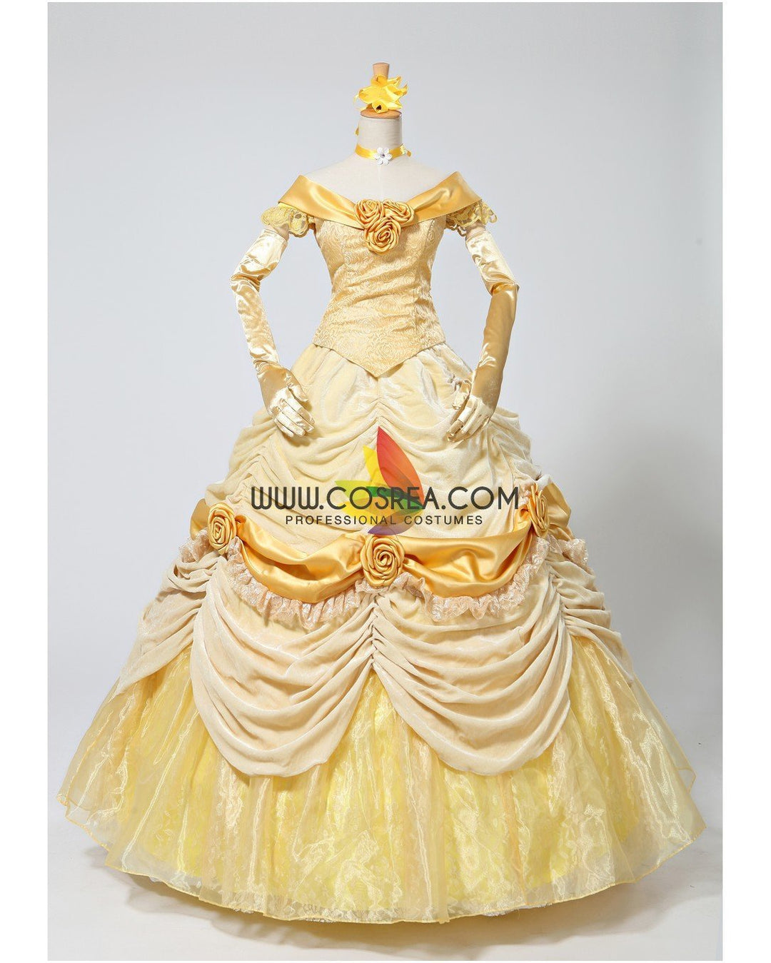 Princess Belle Classic Brocade Velvet Beauty And Beast Cosplay Costume With Boning / Concealed Zipper