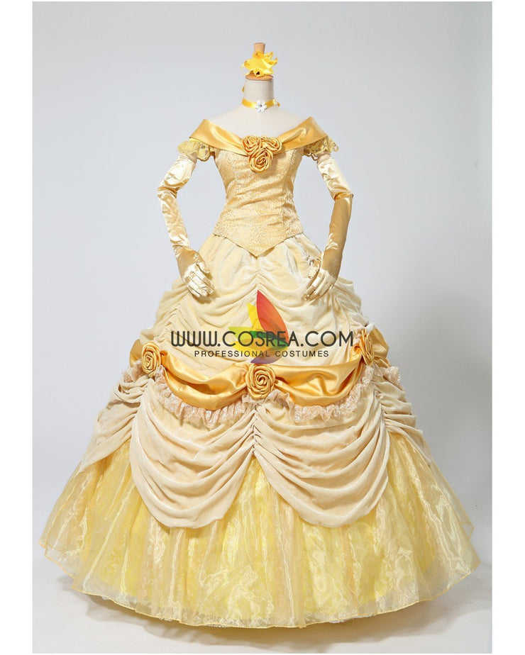 Princess Belle Classic Brocade Velvet Beauty And Beast Cosplay Costume