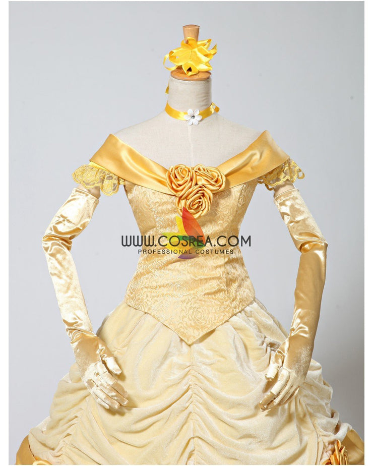 Princess Belle Classic Brocade Velvet Beauty And Beast Cosplay Costume