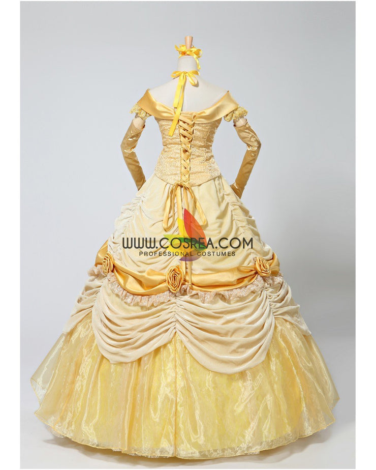 Princess Belle Classic Brocade Velvet Beauty And Beast Cosplay Costume