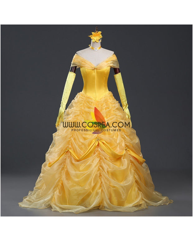 Cosrea Disney Beauty And Beast Belle Classic Multilayer Organza Tulle Cosplay Costume
