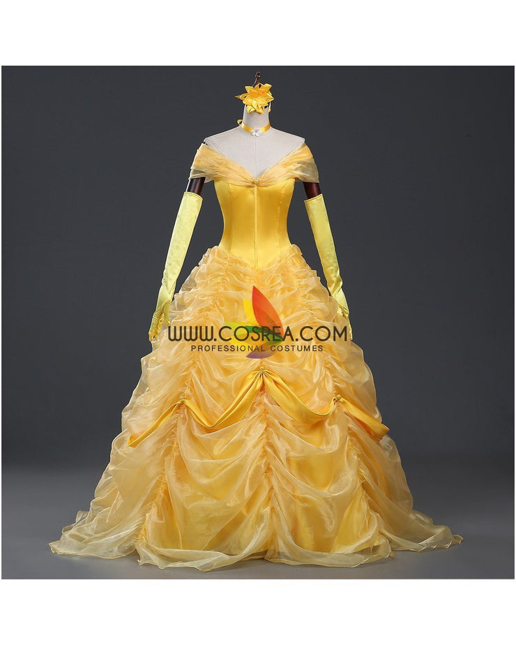 Cosrea Disney Beauty And Beast Belle Classic Multilayer Organza Tulle Cosplay Costume
