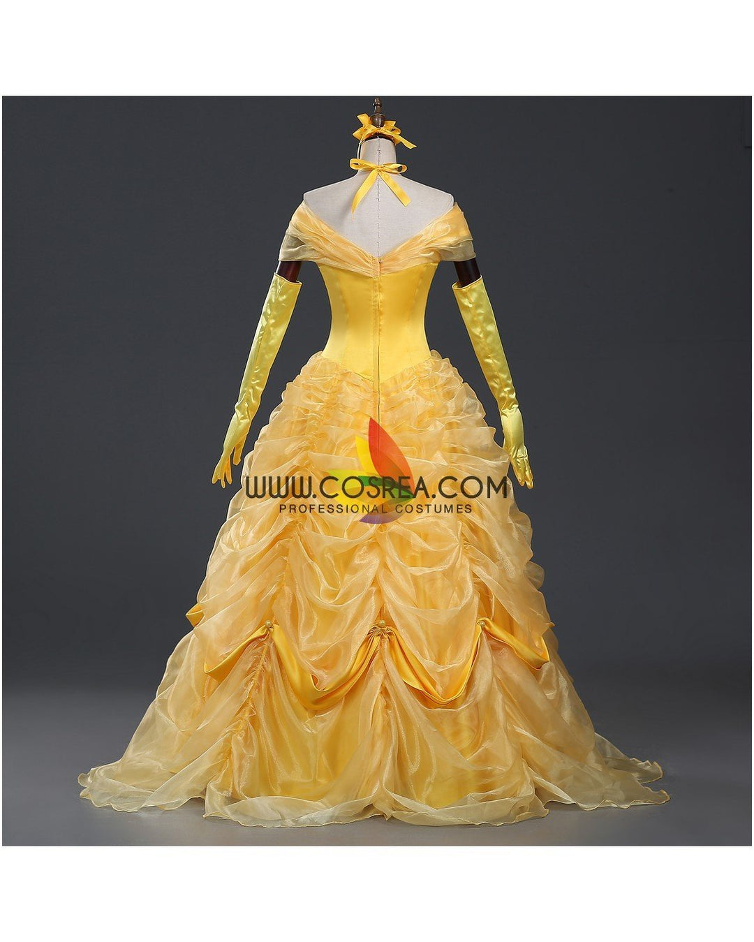 Princess Belle Classic Multilayer Organza Tulle Beauty and Beast Cosplay Costume Without Boning / Combination Lace Tie