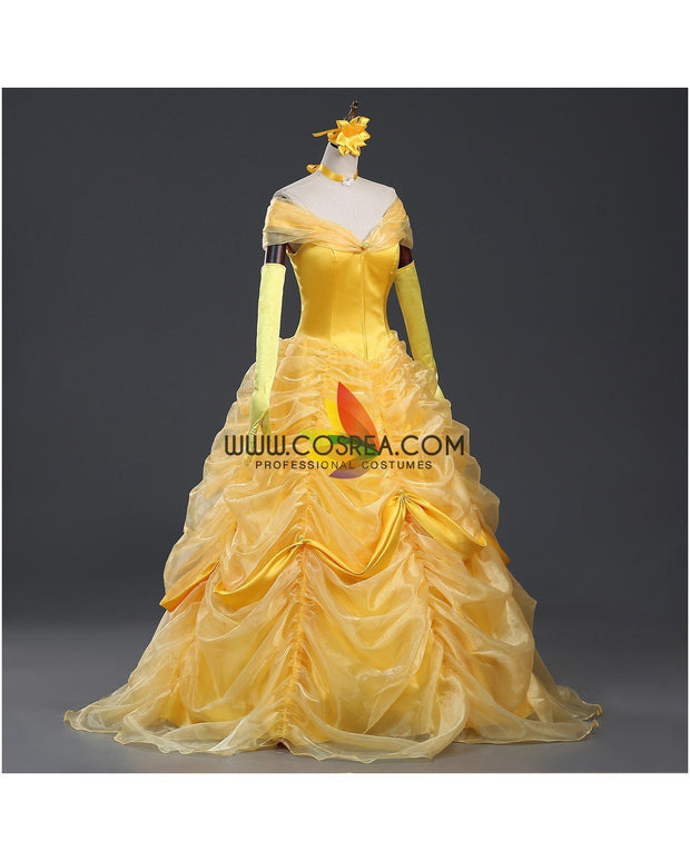 Cosrea Disney Beauty And Beast Belle Classic Multilayer Organza Tulle Cosplay Costume