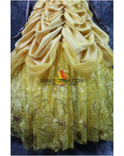 Princess Belle Embroidered Gold Beauty And Beast Cosplay Costume