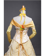 Princess Belle Light Gold Velvet Beauty And Beast Cosplay Costume