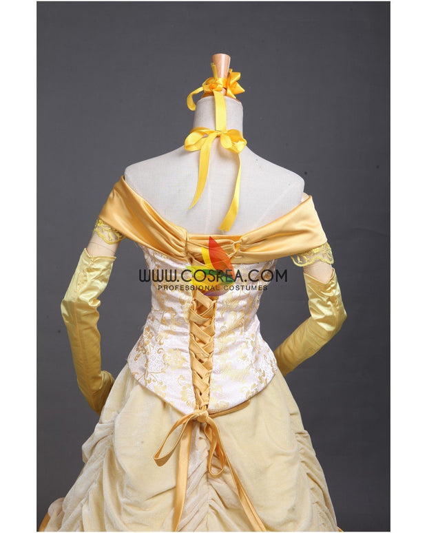 Princess Belle Light Gold Velvet Beauty And Beast Cosplay Costume