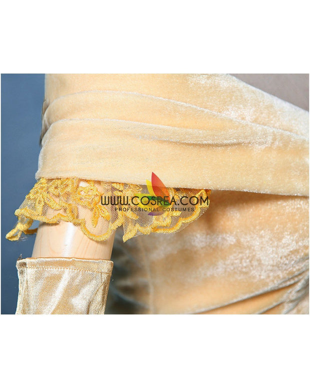Princess Belle Light Yellow Velvet Beauty And Beast Cosplay Costume