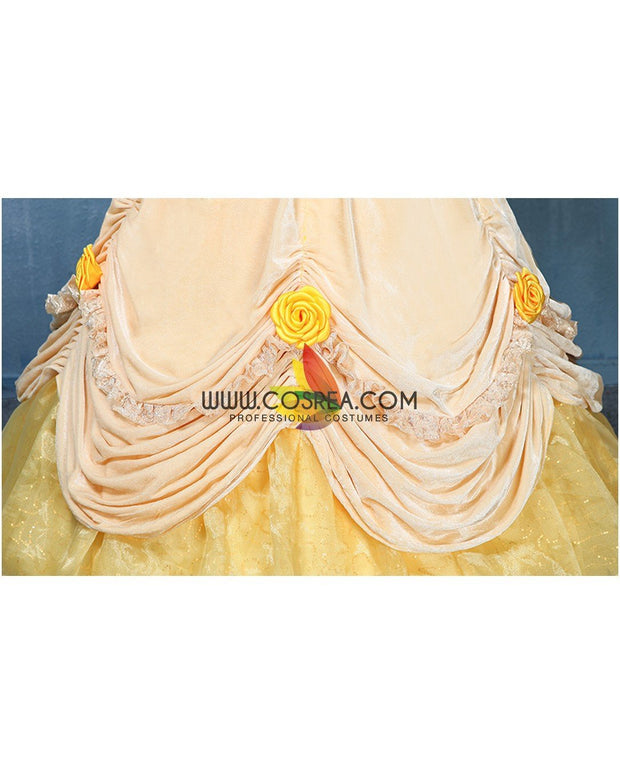 Princess Belle Light Yellow Velvet Beauty And Beast Cosplay Costume