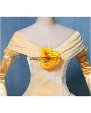 Princess Belle Light Yellow Velvet Beauty And Beast Cosplay Costume