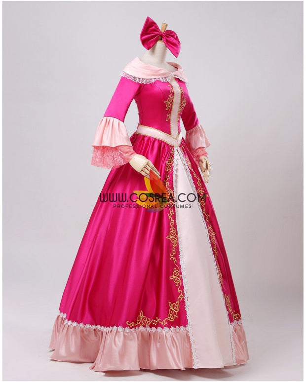 Princess Belle Pink Satin With Embroidered Gold Accent Beauty And Beast Cosplay Costume