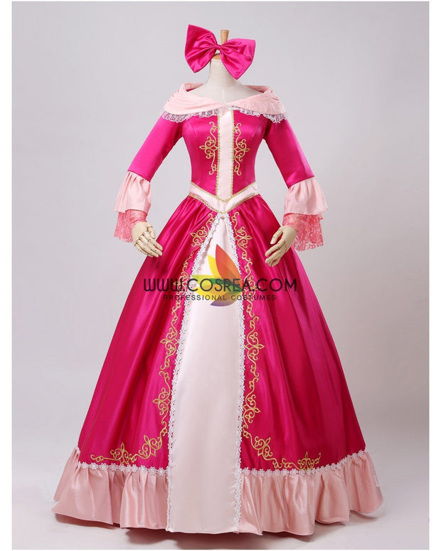 Princess Belle Pink Satin With Embroidered Gold Accent Beauty And Beast Cosplay Costume