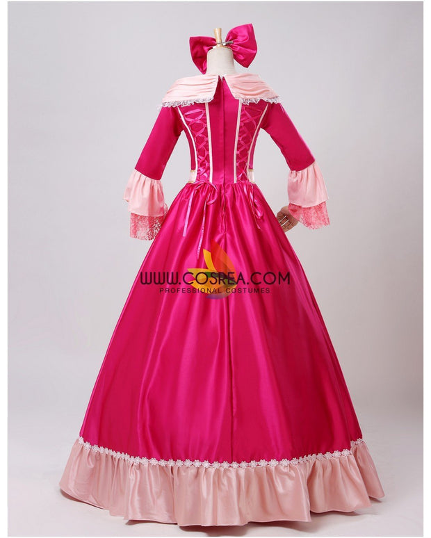 Princess Belle Pink Satin With Embroidered Gold Accent Beauty And Beast Cosplay Costume