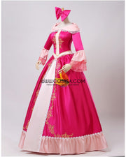 Princess Belle Pink Satin With Embroidered Gold Accent Beauty And Beast Cosplay Costume