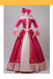 Cosrea Disney Beauty And Beast Belle Pink Satin With Embroidered Gold Accent Cosplay Costume