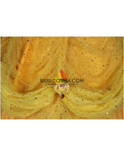 Princess Belle Rose Gold Brocade Drape Beauty And Beast Cosplay Costume