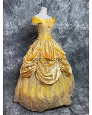 Cosrea Disney Beauty And Beast Belle With Embroidered Lace Cosplay Costume