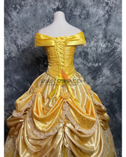 Cosrea Disney Beauty And Beast Belle With Embroidered Lace Cosplay Costume