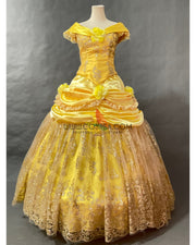 Cosrea Disney Beauty And Beast Belle With Silver Sequined Lace Cosplay Costume