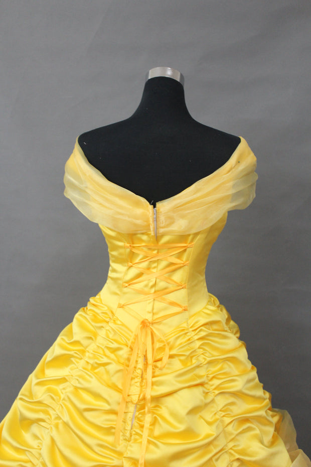 Princess Belle With Tulle Shoulder Drape Beauty And Beast Cosplay Costume