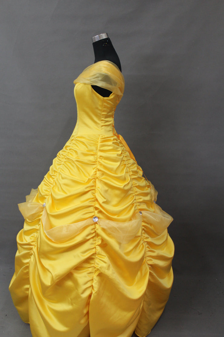 Princess Belle With Tulle Shoulder Drape Beauty And Beast Cosplay Costume