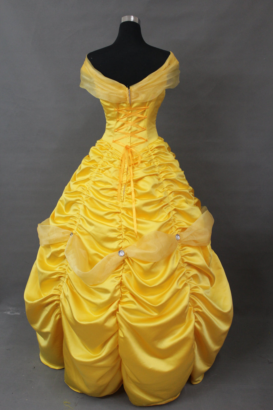 open lace back dress Princess Belle With Tulle Shoulder Drape Beauty And Beast Cosplay Costume open lace back dress Princess Belle With Tulle Shoulder Drape Beauty And Beast Cosplay Costume