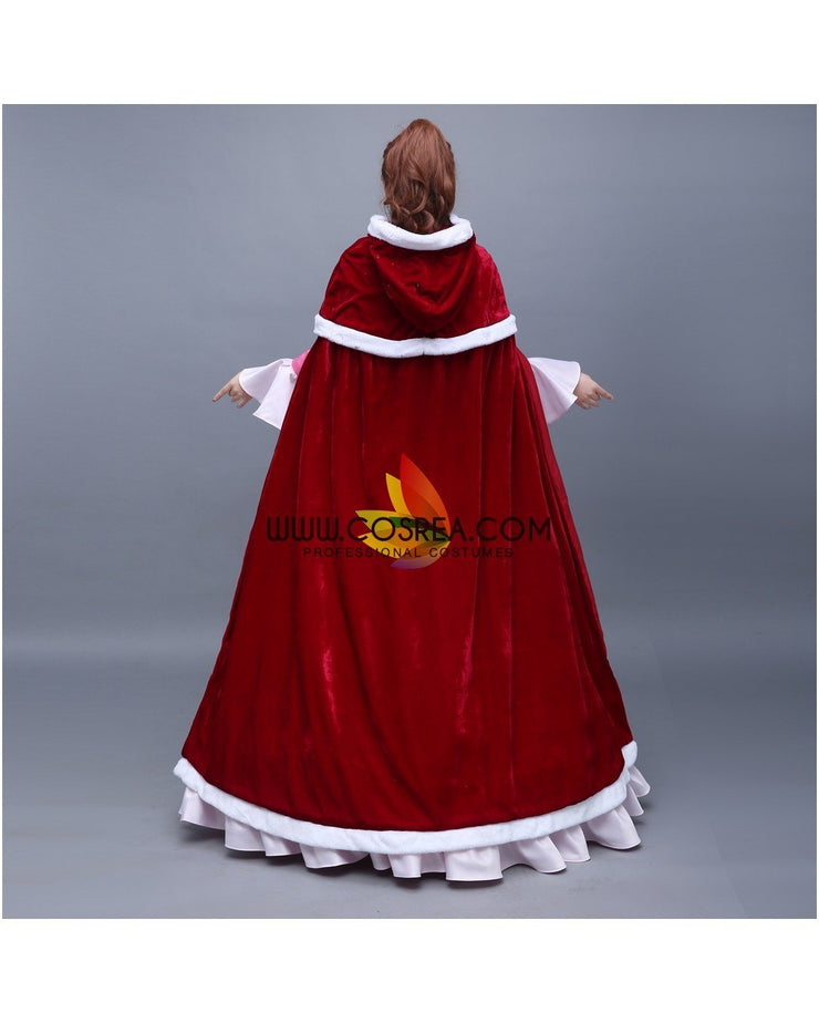 Princess Belle Winter Satin Beauty And Beast Cosplay Costume
