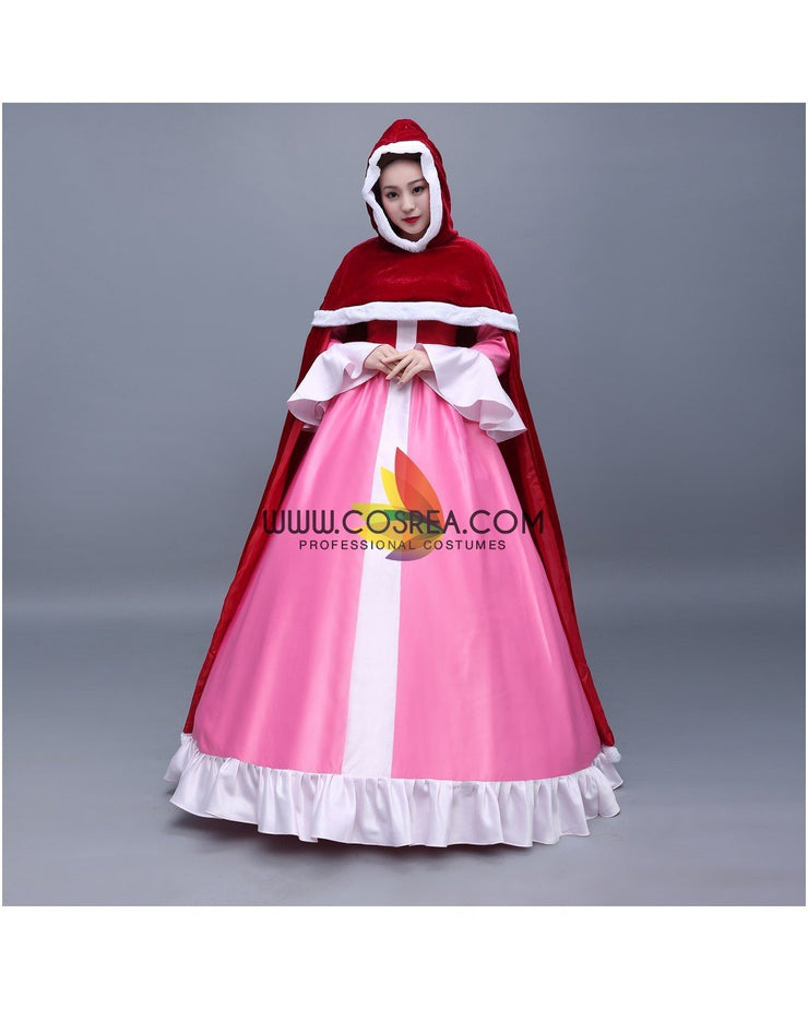 Princess Belle Winter Satin Beauty And Beast Cosplay Costume