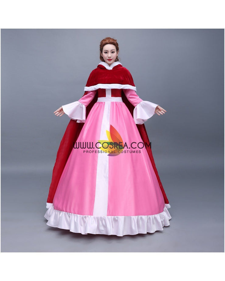 Princess Belle Winter Satin Beauty And Beast Cosplay Costume