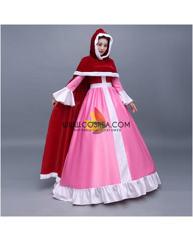 Princess Belle Winter Satin Beauty And Beast Cosplay Costume