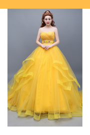 Cosrea Disney Beauty And Beast Classic Princess Belle Basque With Train Cosplay Costume