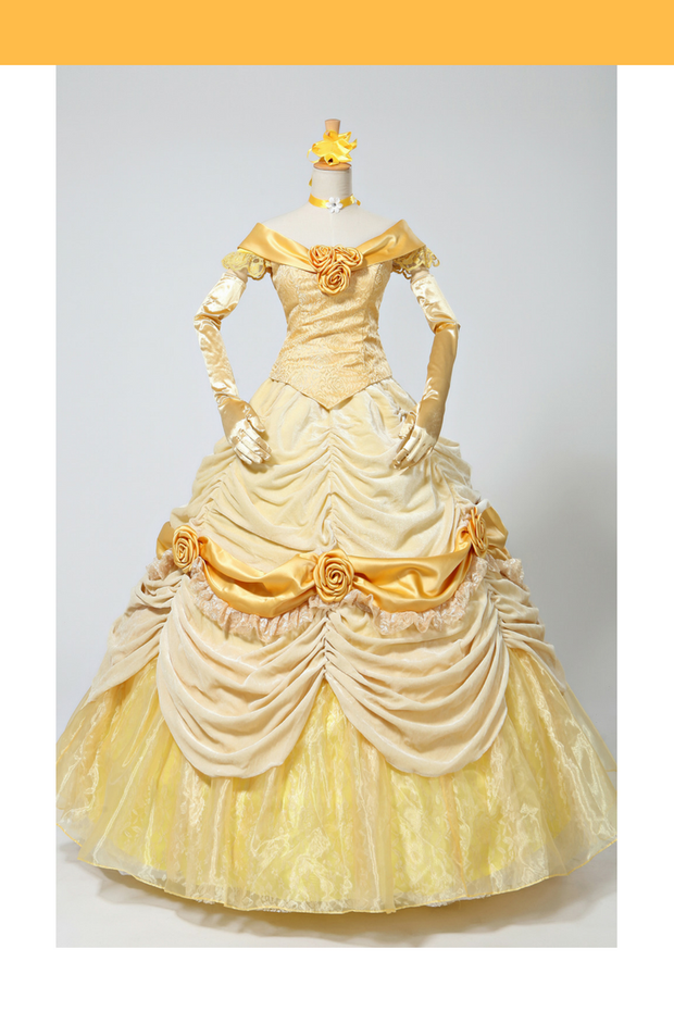 Cosrea Disney Beauty And Beast Classic Princess Belle Brocade Velvet Cosplay Costume