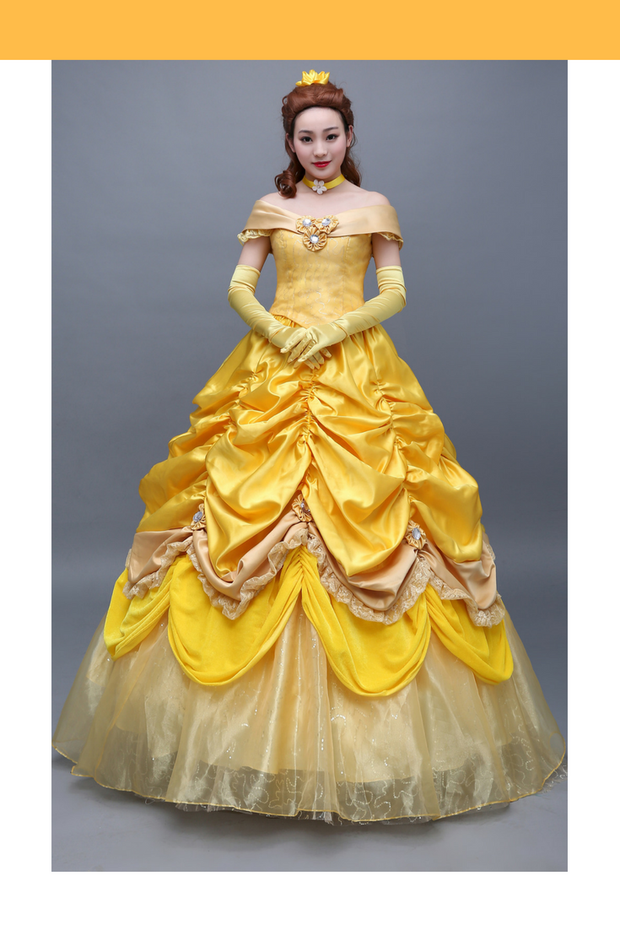 Cosrea Disney Beauty And Beast Classic Princess Belle Multilayer Tulle Cosplay Costume