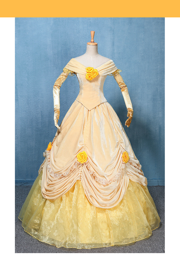 Cosrea Disney Beauty And Beast Classic Princess Belle Velvet Rose Cosplay Costume
