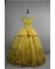 Princess Belle 2017 Live Action Movie Organza Tulle Cosplay Costume