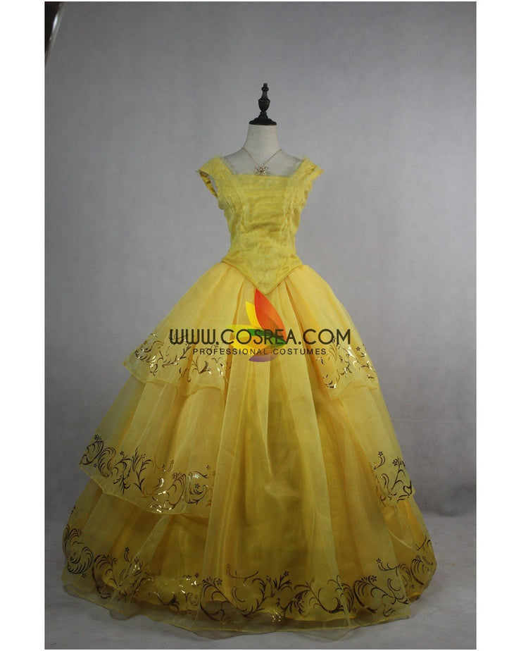 Princess Belle 2017 Live Action Movie Organza Tulle Cosplay Costume