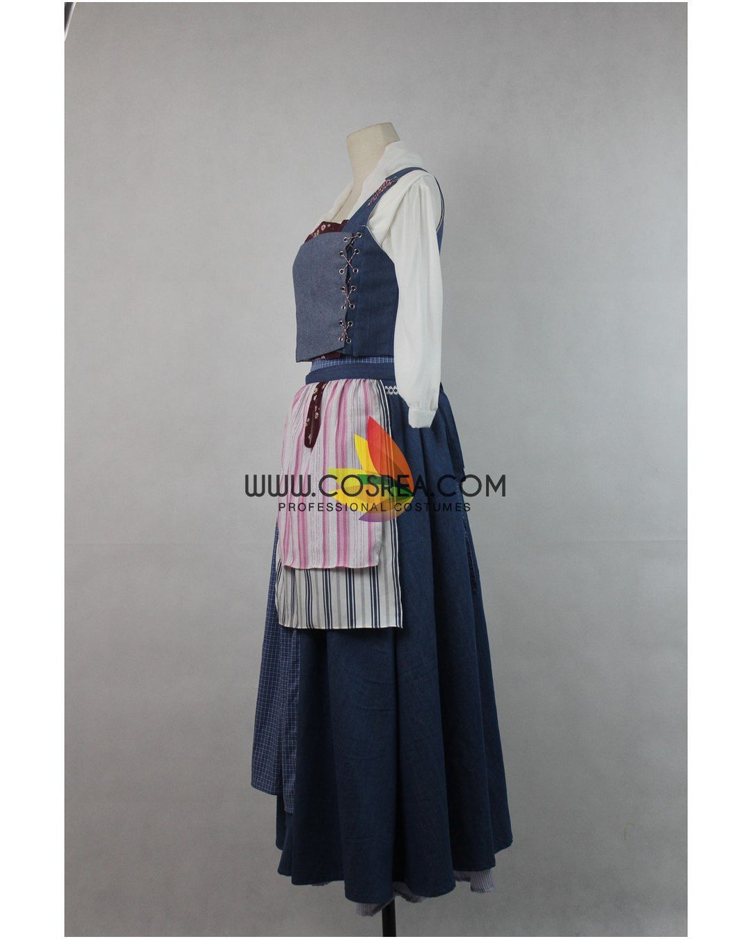 strapless open back dress Princess Belle 2017 Live Action Movie Peasant Cosplay Costume