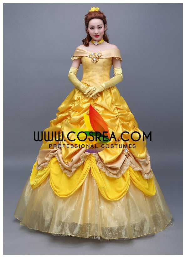 Cosrea Disney Beauty And Beast Princess Belle Multilayer Tulle Cosplay Costume